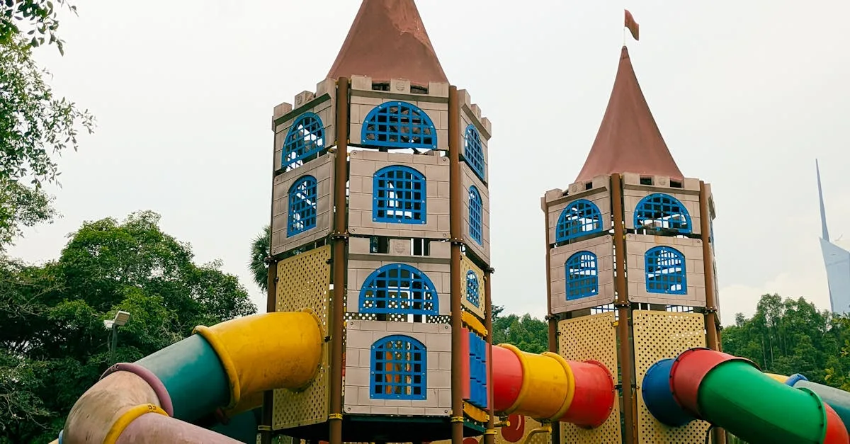 espace de jeux extérieur pour enfants offrant un environnement sûr et amusant pour s'amuser en plein air.